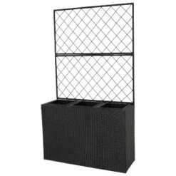 Sunnydaze Decor Sunnydaze 3-Section Wicker Planter Box With Trellis For Indoor Or Outdoor Use - Black -Furniture GUEST 006b4fc0 4781 46f9 a15c 2d816902c79b