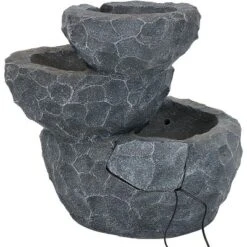 Sunnydaze Decor Sunnydaze Outdoor 3-Tier Chiseled Basin Solar Powered Water Fountain With Battery Backup And Submersible Pump - 22" -Furniture GUEST 0170001e e8b2 4a55 93bc 00c3fecb0645