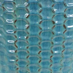 Sunnydaze Decor Sunnydaze Raised Hexagon Pattern Glazed Ceramic Planter - Turquoise - 14" Round -Furniture GUEST 017d61c1 3137 481c b752 cff060f38230