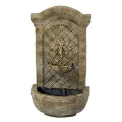 Sunnydaze Decor Sunnydaze 31"H Solar-Powered Polystone Rosette Leaf Outdoor Wall-Mount Fountain -Furniture GUEST 017db7e4 b6f4 4d3a 86fc a542ff4f73ad