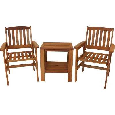 Sunnydaze Decor Sunnydaze Outdoor Meranti Wood With Teak Oil Finish Patio Table And Chairs Conversation Set - Brown - 3pc 12 Sunnydaze Decor Sunnydaze Outdoor Meranti Wood With Teak Oil Finish Patio Table And Chairs Conversation Set - Brown - 3pc - Image 10