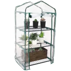 Sunnydaze Decor Sunnydaze Outdoor Portable Growing Rack 3-Tier Greenhouse With Roll-Up Door - 3 Shelves - Clear -Furniture GUEST 03513ed3 83aa 49c8 871f fa9bb477c313
