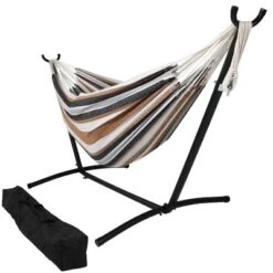 Sunnydaze Decor Sunnydaze Large Double Brazilian Hammock With Stand And Carrying Case - 400 Lb Weight Capacity -Furniture GUEST 03c874e4 6cf1 4a8f a91f 136119dc9068