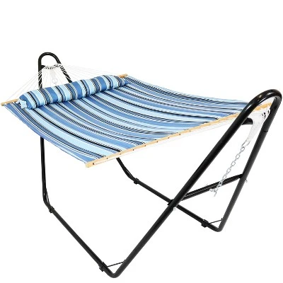 Sunnydaze Decor Sunnydaze Double Quilted Fabric Hammock With Universal Steel Stand - 450-Pound Capacity 18 Sunnydaze Decor Sunnydaze Double Quilted Fabric Hammock With Universal Steel Stand - 450-Pound Capacity - Image 16
