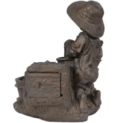 Sunnydaze Decor Sunnydaze Outdoor Polyresin Boy With Dog Solar Powered Water Fountain Feature With LED Light - 15" - Light Brown -Furniture GUEST 05860928 4cfb 4756 9b3c 83902de1e672