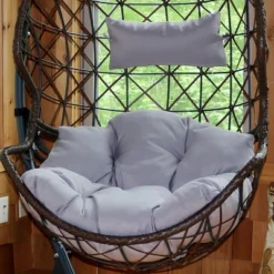 Sunnydaze Decor Sunnydaze Outdoor Replacement Danielle Hanging Egg Chair Cushion And Headrest Pillow Set - Gray - 2pc -Furniture GUEST 05f7d2b3 d7ae 4f03 a027 ef4dffdf3231