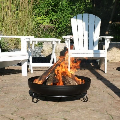 Sunnydaze Decor Sunnydaze Outdoor Camping Or Backyard Steel With Heat-Resistant Finish Fire Pit Bowl On Stand - 23" - Black 3 Sunnydaze Decor Sunnydaze Outdoor Camping Or Backyard Steel With Heat-Resistant Finish Fire Pit Bowl On Stand - 23" - Black