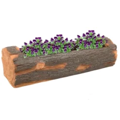 Sunnydaze Decor Sunnydaze Polyresin Decorative Outdoor Raised Rustic Log Planter For Garden, Patio, Deck, Yard, Porch And Balcony - 35" W - Brown -Furniture GUEST 06e28caf e986 433c ba04 0af8eb16a821