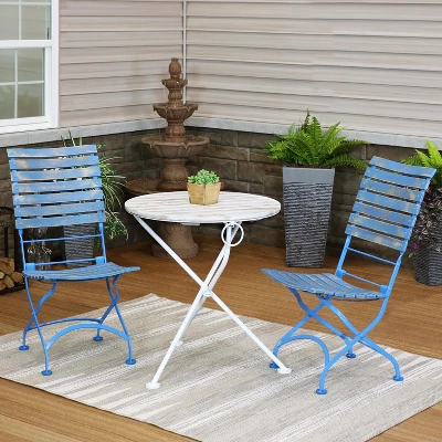 Sunnydaze Decor Sunnydaze Indoor/Outdoor Shabby Chic Cafe Chestnut Wood Folding Bistro Table And Chairs - 3pc 3 Sunnydaze Decor Sunnydaze Indoor/Outdoor Shabby Chic Cafe Chestnut Wood Folding Bistro Table And Chairs - 3pc