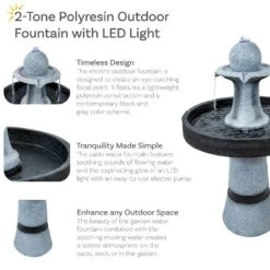 Sunnydaze Decor Sunnydaze 29.5" H Contemporary 2-Tone Outdoor Water Fountain With Light -Furniture GUEST 08e96f56 382f 4bba 9cbd 1ae73603ebbb