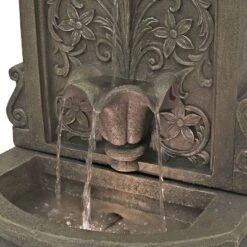 Sunnydaze Decor Sunnydaze Lovely Lily Polyresin Flat Back Pedestal Outdoor Wall Fountain For The Patio, Deck, Or Yard - 37.5" - Gray -Furniture GUEST 0917de7e 6781 45b9 85df 1ae4c7f6505c