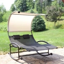 Sunnydaze Decor Sunnydaze Outdoor Double Chaise Lounge Bed With Canopy Shade And Headrest Pillows, Black 16 Sunnydaze Decor Sunnydaze Outdoor Double Chaise Lounge Bed With Canopy Shade And Headrest Pillows, Black -Furniture GUEST 092f7b65 1434 48a8 915a 225a4f714e90