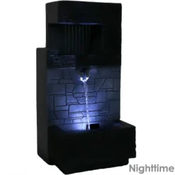 Sunnydaze Decor Sunnydaze Indoor Home Office Polyresin Modern Tiered Brick Wall Tabletop Water Fountain With LED Light - 13" -Furniture GUEST 09380449 e135 4b9f b281 a7d852800248