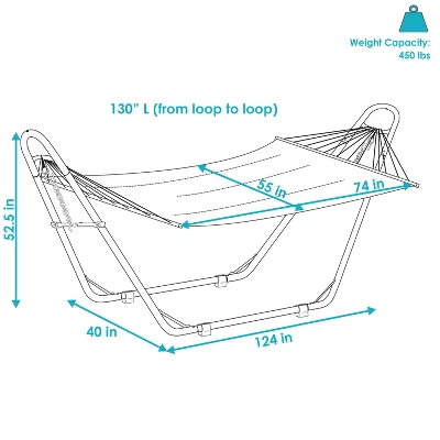 Sunnydaze Decor Sunnydaze Double Quilted Fabric Hammock With Universal Steel Stand - 450-Pound Capacity 11 Sunnydaze Decor Sunnydaze Double Quilted Fabric Hammock With Universal Steel Stand - 450-Pound Capacity - Image 9