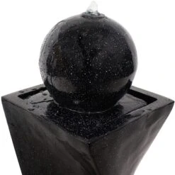 Sunnydaze Decor Sunnydaze Outdoor Polyresin Solar Powered Black Ball Water Fountain Feature With LED Light - 30" - Black -Furniture GUEST 0971a317 7ad4 4eb8 8235 2bfb1175e0ae
