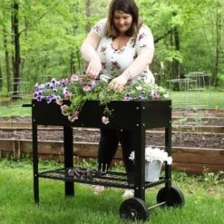 Sunnydaze Decor Sunnydaze Outdoor Galvanized Steel Raised Mobile Elevated Planter Cart With Handlebar And Wheels - 43" -Furniture GUEST 0980c77e b09c 45a1 8b53 a1d02610080e