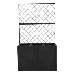 Sunnydaze Decor Sunnydaze 3-Section Wicker Planter Box With Trellis For Indoor Or Outdoor Use - Black -Furniture GUEST 09a80ba1 cc8b 4c71 98f7 d041439686eb