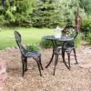 Sunnydaze Decor Sunnydaze Floral Design Cast Aluminum Outdoor Patio Bistro Set, Black, 3pc -Furniture GUEST 09b4062e 4d39 42dd 892b 95448a9f3d13