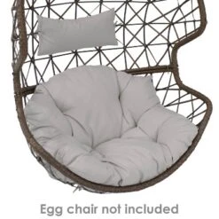 Sunnydaze Decor Sunnydaze Outdoor Replacement Danielle Hanging Egg Chair Cushion And Headrest Pillow Set - Gray - 2pc -Furniture GUEST 09c4f7de cd05 43e2 a83d b09cbe072f8c