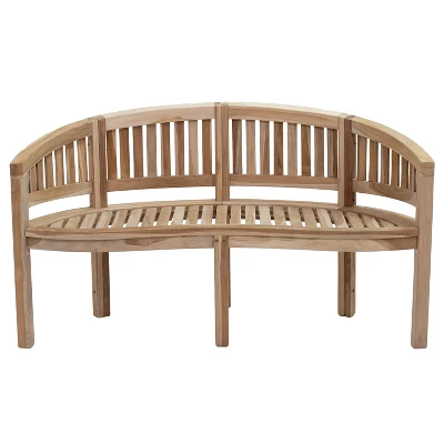 Sunnydaze Decor Sunnydaze 59" Solid Wooden Teak Outdoor Banana Bench With Curved Back 7 Sunnydaze Decor Sunnydaze 59" Solid Wooden Teak Outdoor Banana Bench With Curved Back - Image 5