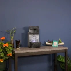 Sunnydaze Decor Sunnydaze Indoor Home Office Polyresin Modern Tiered Brick Wall Tabletop Water Fountain With LED Light - 13" -Furniture GUEST 0b79dc22 898b 4bce a783 c49e3d065a41