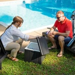 Sunnydaze Decor Sunnydaze 9-Gallon Outdoor Cooler Box - Polypropylene Resin - Black -Furniture GUEST 0c07e962 9d52 49e2 9ff6 c76c90bca313