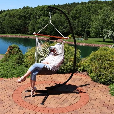 Sunnydaze Decor Sunnydaze Large Tufted Victorian Hammock Chair Swing With C-Stand - 300 Lb Weight Capacity 7 Sunnydaze Decor Sunnydaze Large Tufted Victorian Hammock Chair Swing With C-Stand - 300 Lb Weight Capacity - Image 5