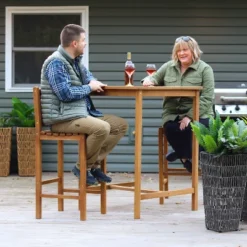 Sunnydaze Decor Sunnydaze 3-Piece Teak Wood Outdoor Bar Set - Brown -Furniture GUEST 0d3f90e3 4644 4907 ab74 2fa95dba06f2