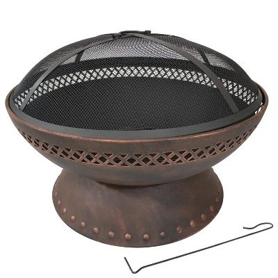 Sunnydaze Decor Sunnydaze Outdoor Camping Or Backyard Steel Chalice Fire Pit With Spark Screen And Log Poker - 25" - Copper Finish 5 Sunnydaze Decor Sunnydaze Outdoor Camping Or Backyard Steel Chalice Fire Pit With Spark Screen And Log Poker - 25" - Copper Finish - Image 3