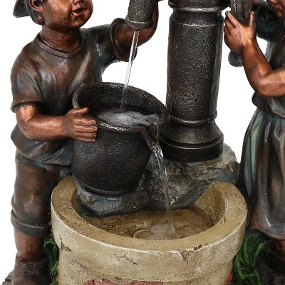Sunnydaze Decor Sunnydaze 24"H Electric Polyresin Jack And Jill At Farmhouse Pump And Well Outdoor Water Fountain 5 Sunnydaze Decor Sunnydaze 24"H Electric Polyresin Jack And Jill At Farmhouse Pump And Well Outdoor Water Fountain - Image 3