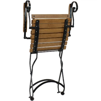Sunnydaze Decor Sunnydaze Indoor/Outdoor Patio Or Dining Deluxe Chestnut Wooden Folding Bistro Arm Chair - Brown 7 Sunnydaze Decor Sunnydaze Indoor/Outdoor Patio Or Dining Deluxe Chestnut Wooden Folding Bistro Arm Chair - Brown - Image 5