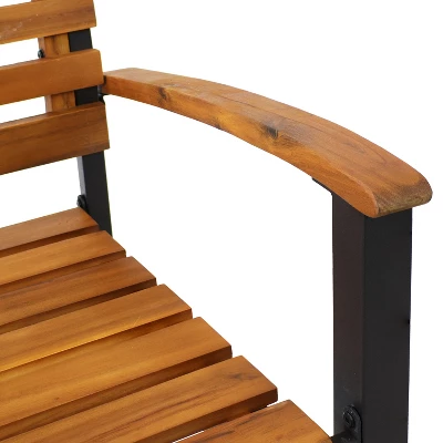 Sunnydaze Decor Sunnydaze 2pk Julian Acacia Wood And Steel Outdoor Patio Arm Chairs 6 Sunnydaze Decor Sunnydaze 2pk Julian Acacia Wood And Steel Outdoor Patio Arm Chairs - Image 4