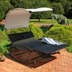 Sunnydaze Decor Sunnydaze Outdoor Double Chaise Lounge Bed With Canopy Shade And Headrest Pillows, Black 15 Sunnydaze Decor Sunnydaze Outdoor Double Chaise Lounge Bed With Canopy Shade And Headrest Pillows, Black -Furniture GUEST 12a70ae6 021c 4bfc 9aaa 952d294ee48e