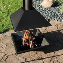 Sunnydaze Decor Sunnydaze Outdoor Backyard Patio Modern Style Steel Wood-Burning Fire Pit Chiminea With Open Sides - 80" - Black -Furniture GUEST 131bbd72 a01f 4edc 80f4 a880e18e7ded