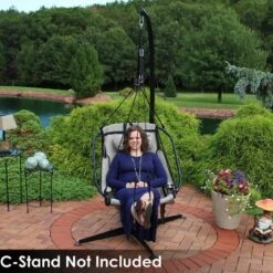 Sunnydaze Decor Sunnydaze Outdoor Olefin Hanging Hammock Chair Swing With Armrests, Side Pouch, Pillow, And Footrest - Beige -Furniture GUEST 139f0317 1be6 4b71 8f1e 8d766c60f741