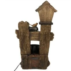 Sunnydaze Decor Sunnydaze 29"H Electric Polyresin Bird House With Leaking Pipe Outdoor Water Fountain With LED Light -Furniture GUEST 13c75edc cdd9 463f a3e1 dd01ba2a69e2