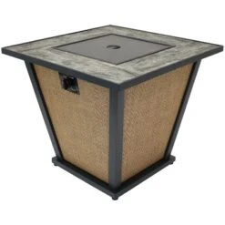 Sunnydaze Decor Sunnydaze Reykir Modern Smokeless Metal Outdoor Fire Pit With Tile Tabletop And Rafa Fabric Sides - 24" H -Furniture GUEST 1409388d 6f53 4aed 8fa9 b9d634fb6c99