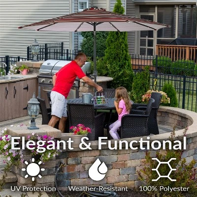 Sunnydaze Decor Sunnydaze Outdoor Solar Patio Umbrella With Polyester Canopy, LED Lights And Push Button Tilt And Crank 12 Sunnydaze Decor Sunnydaze Outdoor Solar Patio Umbrella With Polyester Canopy, LED Lights And Push Button Tilt And Crank - Image 10