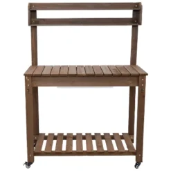 Sunnydaze Decor Sunnydaze Wooden Wheeled Garden Potting Bench With Dry Sink, Storage Shelves, And Tool Hooks - Brown 24 Sunnydaze Decor Sunnydaze Wooden Wheeled Garden Potting Bench With Dry Sink, Storage Shelves, And Tool Hooks - Brown -Furniture GUEST 15aa4622 95d8 4ba8 a918 70b61abb82ec