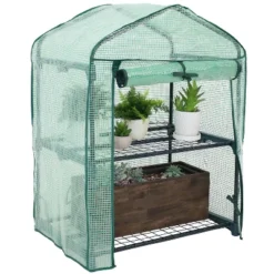 Sunnydaze Decor Sunnydaze Outdoor Portable Growing Rack 2-Tier Greenhouse With Roll-Up Door - 2 Shelves - Green -Furniture GUEST 15caa8d8 f8c3 45d1 9761 3d7d1b61d239