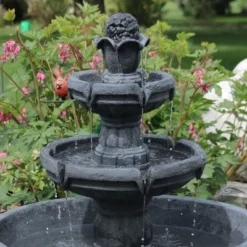 Sunnydaze Decor Sunnydaze 34"H Electric Polyresin 3-Tier Budding Fruition Outdoor Water Fountain -Furniture GUEST 1763a88b 2f1e 40e6 897c 3724ba4a66d1