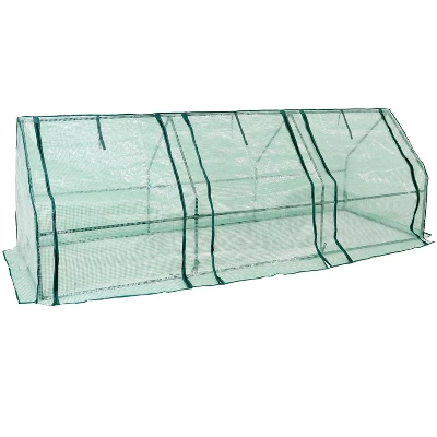 Sunnydaze Decor Sunnydaze Outdoor Portable Slanted Top Plant Shelter Mini Cloche Greenhouse With Zipper Doors - 36" - Green 7 Sunnydaze Decor Sunnydaze Outdoor Portable Slanted Top Plant Shelter Mini Cloche Greenhouse With Zipper Doors - 36" - Green - Image 5