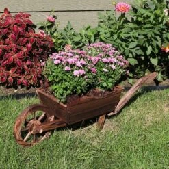 Sunnydaze Decor Sunnydaze Wooden Decorative Wheelbarrow Planter For Patio, Lawn And Garden - 35" L X 10" W X 11" - Brown -Furniture GUEST 184c9e78 69a1 486d 9b8a 096da196070c