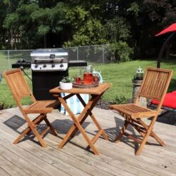 Sunnydaze Decor Sunnydaze Outdoor Solid Teak Wood With Stained Finish Nantasket Folding Bistro Table And Chairs - Brown - 3pc -Furniture GUEST 185f4ae5 3f3d 4077 95fe d58bd812a315