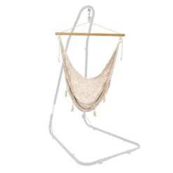 Sunnydaze Decor Sunnydaze Extra Large Lightweight Cotton/Nylon Rope Outdoor Mayan Hammock Chair - 330 Lb Weight Capacity - Natural -Furniture GUEST 18bbddc6 e951 45ac 90df 90dca9827127