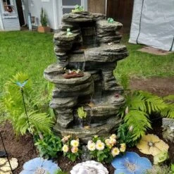 Sunnydaze Decor Sunnydaze 38"H Electric Polyresin And Fiberglass Stacked Shale Waterfall Outdoor Water Fountain With LED Lights 20 Sunnydaze Decor Sunnydaze 38"H Electric Polyresin And Fiberglass Stacked Shale Waterfall Outdoor Water Fountain With LED Lights -Furniture GUEST 18c5a69f eee0 4045 af22 17f56c920ea0