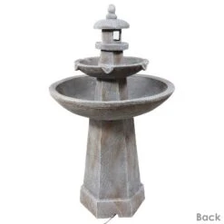Sunnydaze Decor Sunnydaze 40"H Electric Polyresin 2-Tiered Pagoda Outdoor Water Fountain With LED Light -Furniture GUEST 18c97287 f278 4b19 9f16 397ef9c436ed