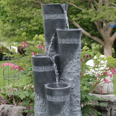 Sunnydaze Decor Sunnydaze 41"H Electric Polystone 4-Tier Staggered Pillars Outdoor Water Fountain With LED Lights 7 Sunnydaze Decor Sunnydaze 41"H Electric Polystone 4-Tier Staggered Pillars Outdoor Water Fountain With LED Lights - Image 5