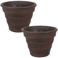 Sunnydaze Decor Sunnydaze Indoor/Outdoor Patio, Garden, Or Porch Weather-Resistant Double-Walled Laurel Flower Pot Planter - 13" - Rust Finish -Furniture GUEST 197cf6e9 a672 4021 9753 befe4369882d