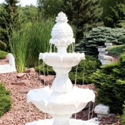 Sunnydaze Decor Sunnydaze 59"H Electric Fiberglass 3-Tier Welcome Pineapple Top Outdoor Water Fountain -Furniture GUEST 1b3dd59f 654a 4311 83ff b9f722897c27